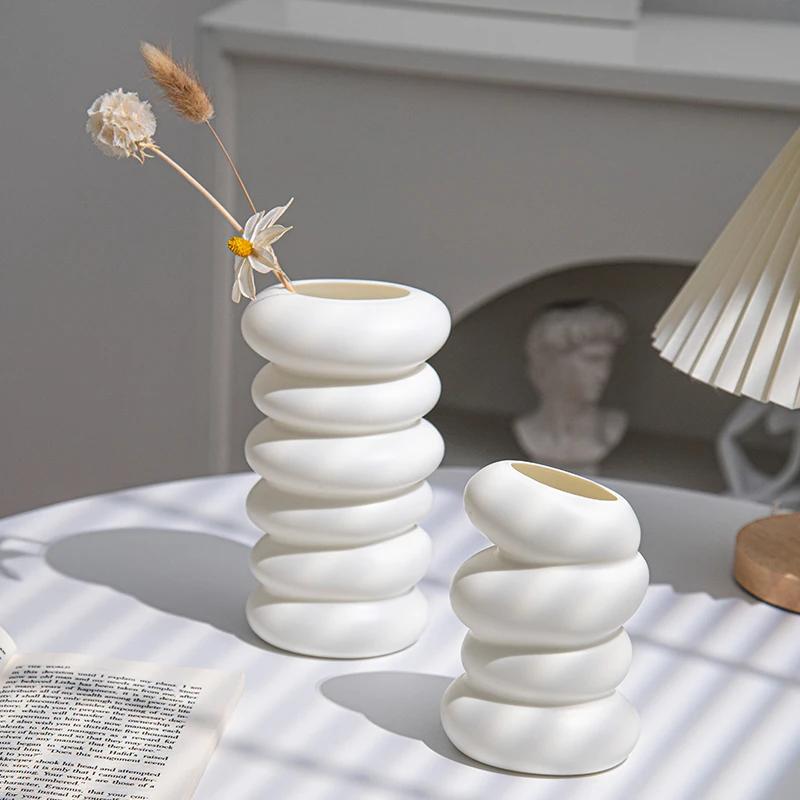 Nordic Minimalism Flower Vase Plastic Vase Dining Table Decorations Creative Plant Bottle Living Room Container Ornament