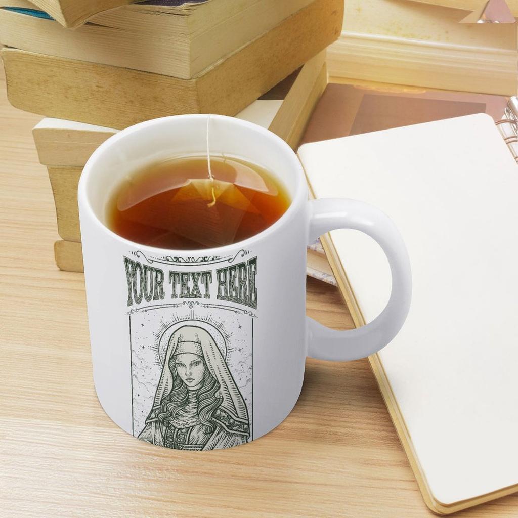 11oz Weiße Keramiktasse mit glatter bedruckter Oberfläche, stilvollem glänzendem Aussehen und hitzebeständiger Konstruktion für tägliche Bürogetränke