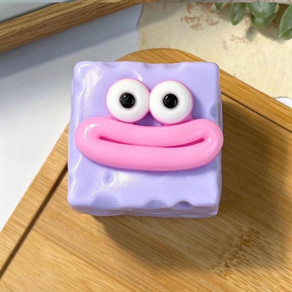 Sausage Mouth Cheese Fidget Toy Big Eyes Cheese Cube Squeeze Toy Cheese Pinch Blocks Desktop Use