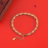 Gold-Plated Brass Butterfly Love Flower Bead Bracelet for Women