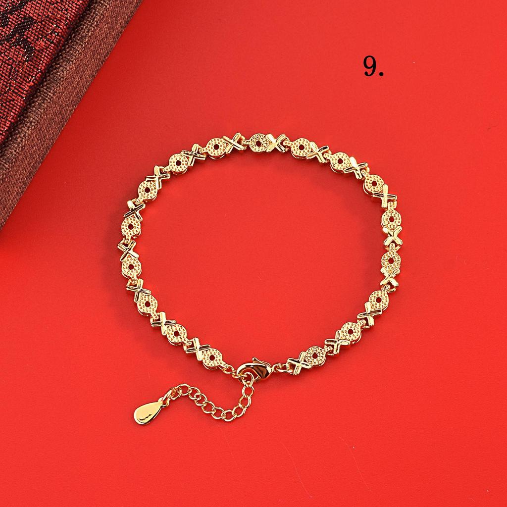 Gold-Plated Brass Butterfly Love Flower Bead Bracelet for Women