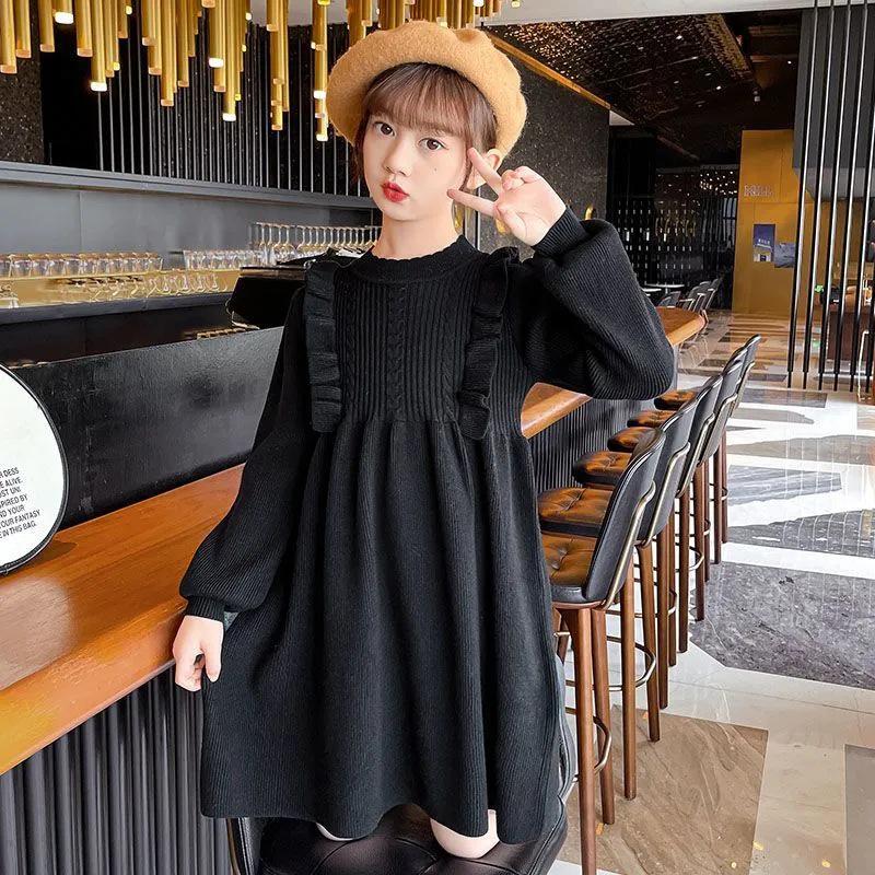 Dívčí pletené svetrové šaty - Stylová jarní a podzimní móda pro děti