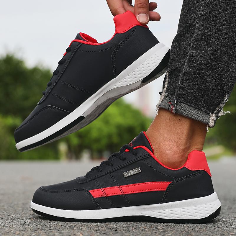 Men's Casual Sneakers Outdoor Breathable Light Bottom Running Shoes Mens Pu Leather Sports Shoe Non-Slip Footwear Tennis for Men