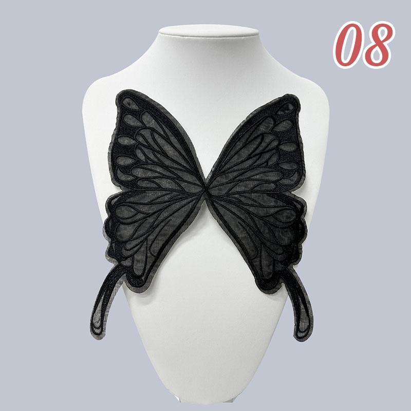 Lace Embroidered Butterfly Patch DIY Sewing Clothing Applique Collar Organza Fabric Patches Dress Decoration Accessories 1pc