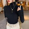 Solid Half High Collar Base Pullover Sweater for Women Autumn and Winter New Knitted Sweaters Long Sleeve Slim Fit Casual Woman Jumpers Tops 25055