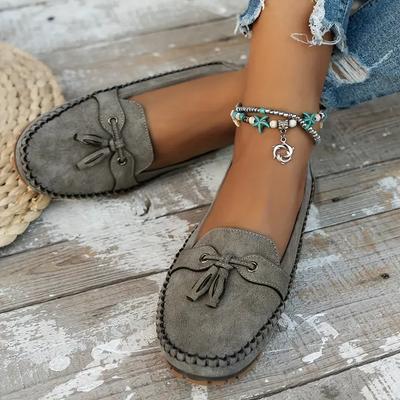 Frühling und Herbst Neue genähte flache Damen-Loafer mit Weizenohr-Dekoration, leichte, bequeme und weiche flache Damenschuhe