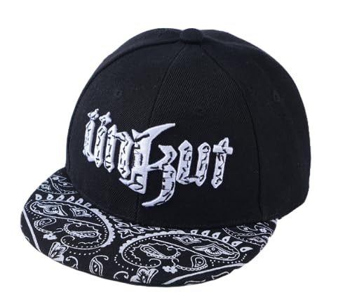 

Sproutsy Kids Boys Paisley Snapback Cap with Flat Visor, Straight Fit, Uncut (Black)