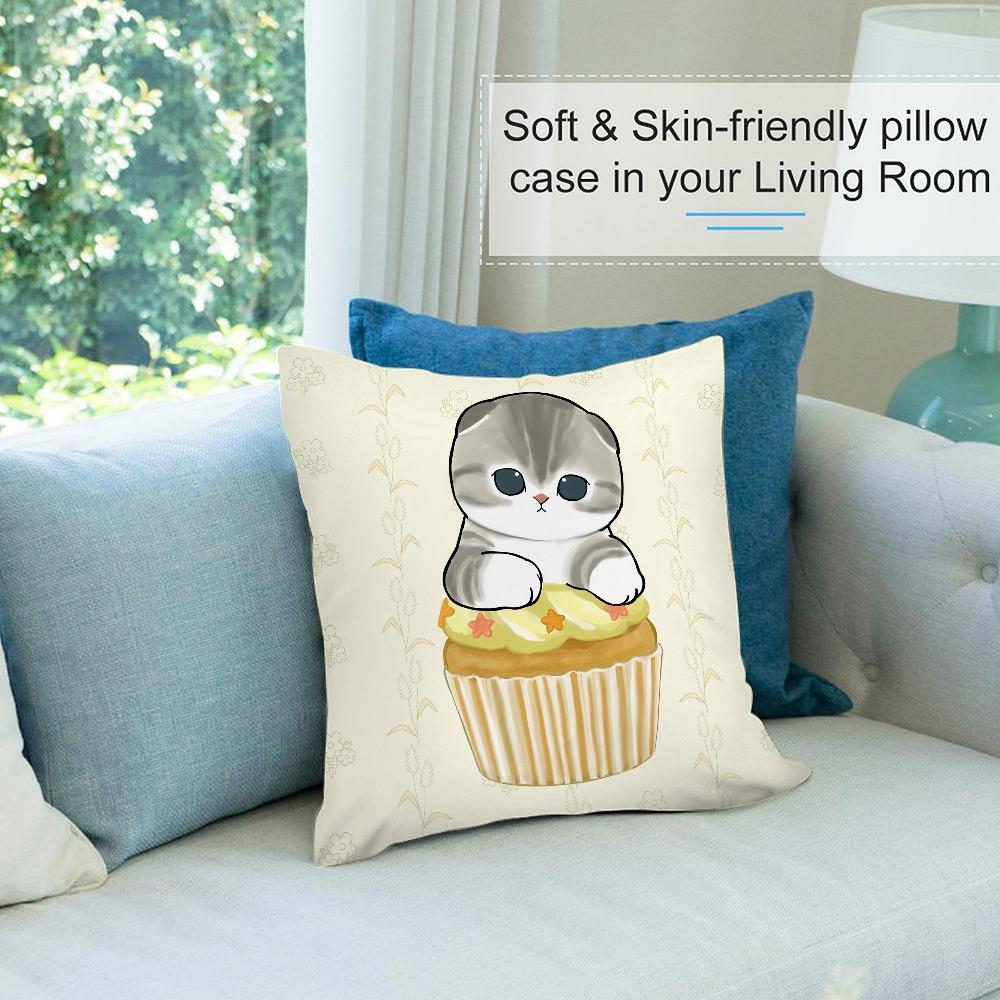 Cute M-mofusands Pillow Case Short Plush Pillow Covers Sofa Decorative Gift Home Double-sided Printing Cushion Cover