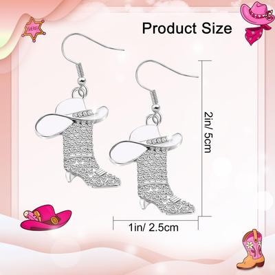 Cowgirl Cowboy Hat Boot Drop Dangle Earrings Jewelry for Women