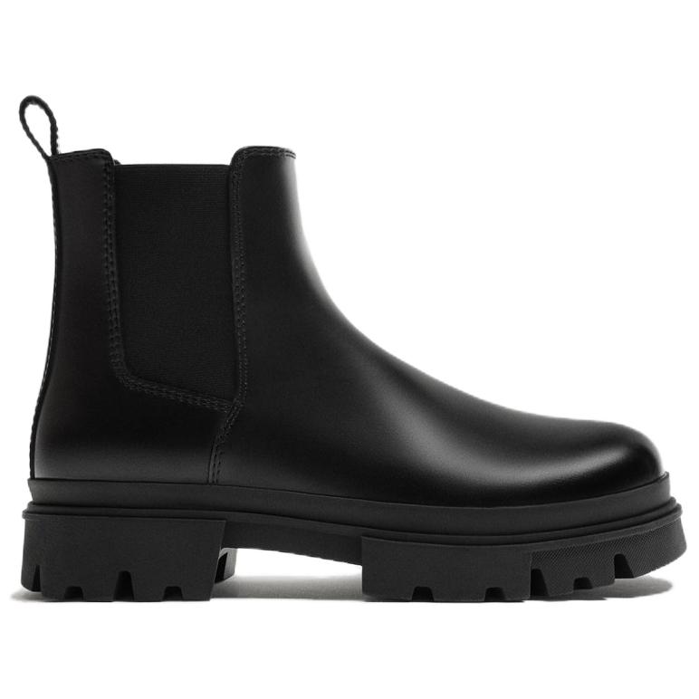 Zara Plateau runde Zehenpartie Kurze Chelsea Boots Herrenstiefel Schwarz 12006420800