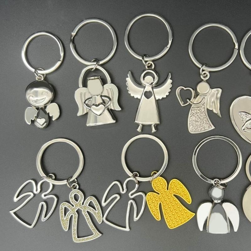 Trendy Angel Wing Keyring Protective Amulet for Men Women Backpack Pendant Decor