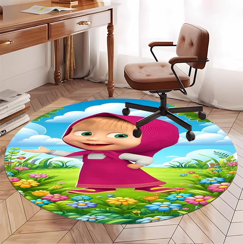 cartoon animation Pattern Round Rug, Indoor/Outdoor Mat, for Picnic, Gameroom, Bedroom, Office, Living Room, Home Decor Carpet, Birthday Gift