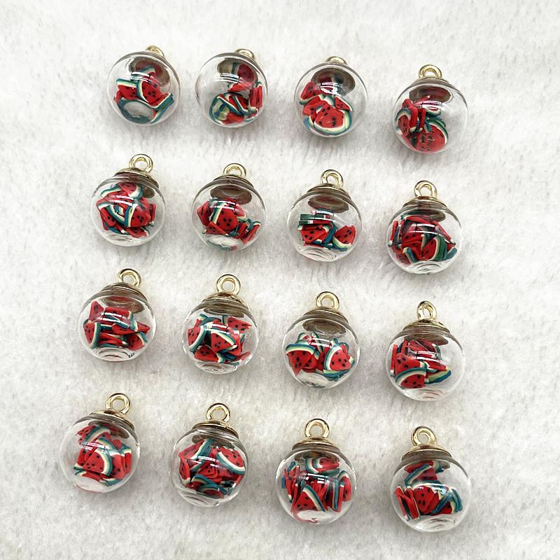 New 10pcs 16mm Colorful Transparent Ball Glass Polymer Clay Charms Pendant Find Hair Accessories Jewelry Charms Earring