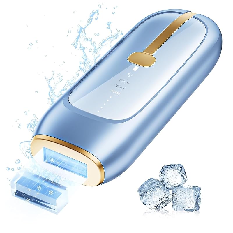 LUBEX Painless Sapphire Ice Cooling IPL Laser Hair Removal Device at Home for Women & Men, 1,000,000+ Unlimited Flashes, Safe and Permanent, Blue With Cooling