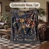 Elegant Deer Nature Scene Theme Throw Blanket Custom Name Text Personalized Blanket Soft Cozy Blanket for Home Sofa Bed