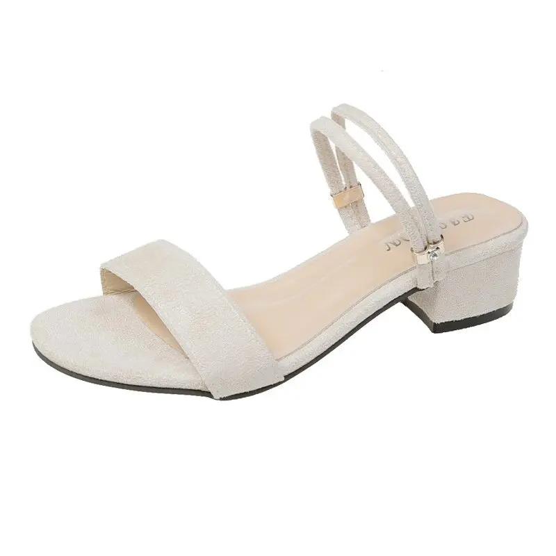 Mode Neue Damen Sandalen Klobige Absätze Pantoletten Sommer Sandale Elegante Schuhe Damen Hausschuhe Große Größe 34-42 Mode Sommer Sandale Damen