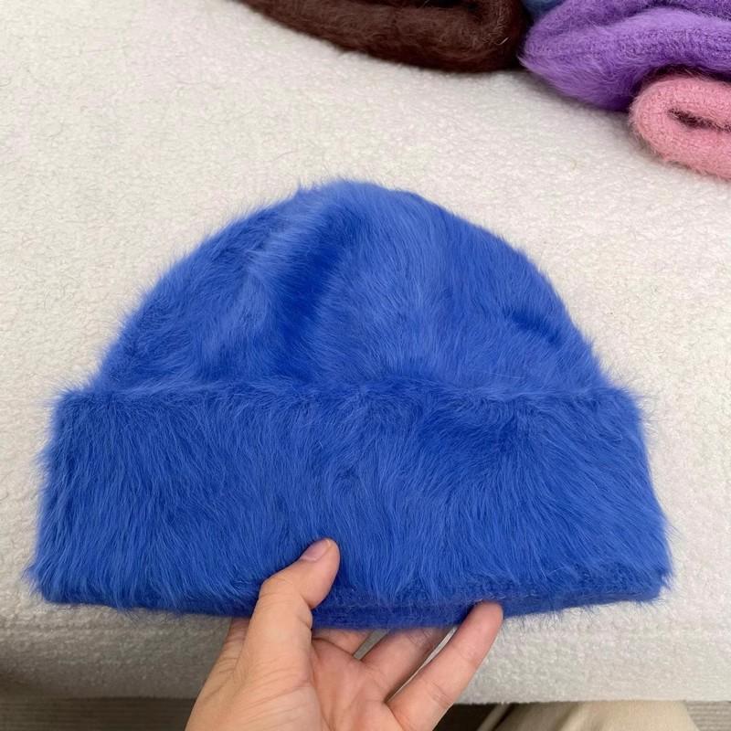 15 Colors Soft Rabbit Fur Beanies Winter Hat for Woman Luxury Fluffy Knited Hat Bonnet Lady Autumn Winter Warm Skullies Cap