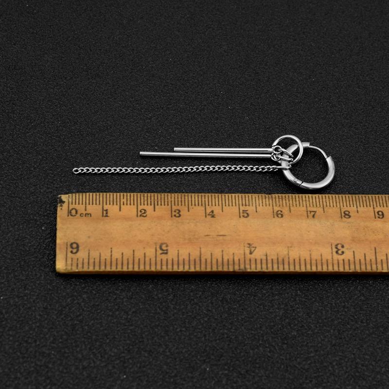 Neue Mode Edelstahl Lange Kette Quaste Pendent Ohrringe Hoop Persönlichkeit Ohr Clips für Unisex Hip-Hop Punk Rock Trendy