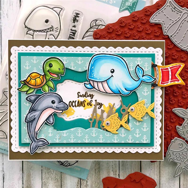 3 ks/sada Kovové vyřezávací raznice Scrapbooking Pro výrobu karet DIY embosovací řezy Vysekávací raznice Malé ryby