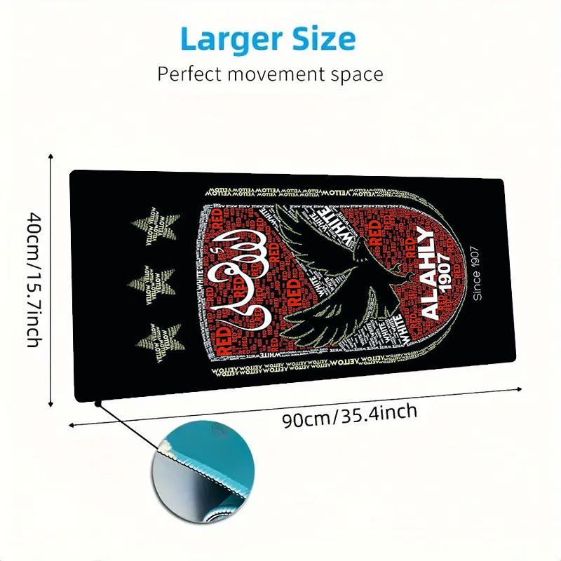 Al Ahly SC Mouse Pad, Large Gaming Desk Mat, Non-slip XXL Mousepad for Laptop & Tablet, Mini PC Playmat with Stitched Edges