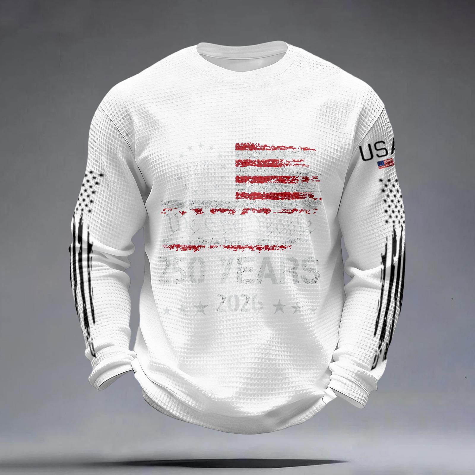 

USA Anniversary Men s Casual Letter Print Long-Sleeve Sweatshirt L