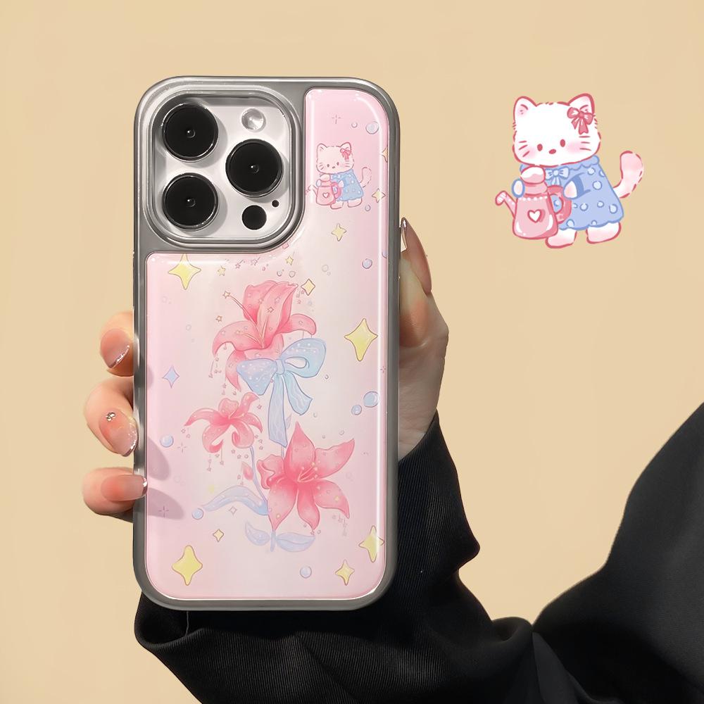 Applicable iPhone16promax Mobile Phone Case Ins Wind Shell Flower Water Condensation Apple 15 Electroplating Advanced 13/14