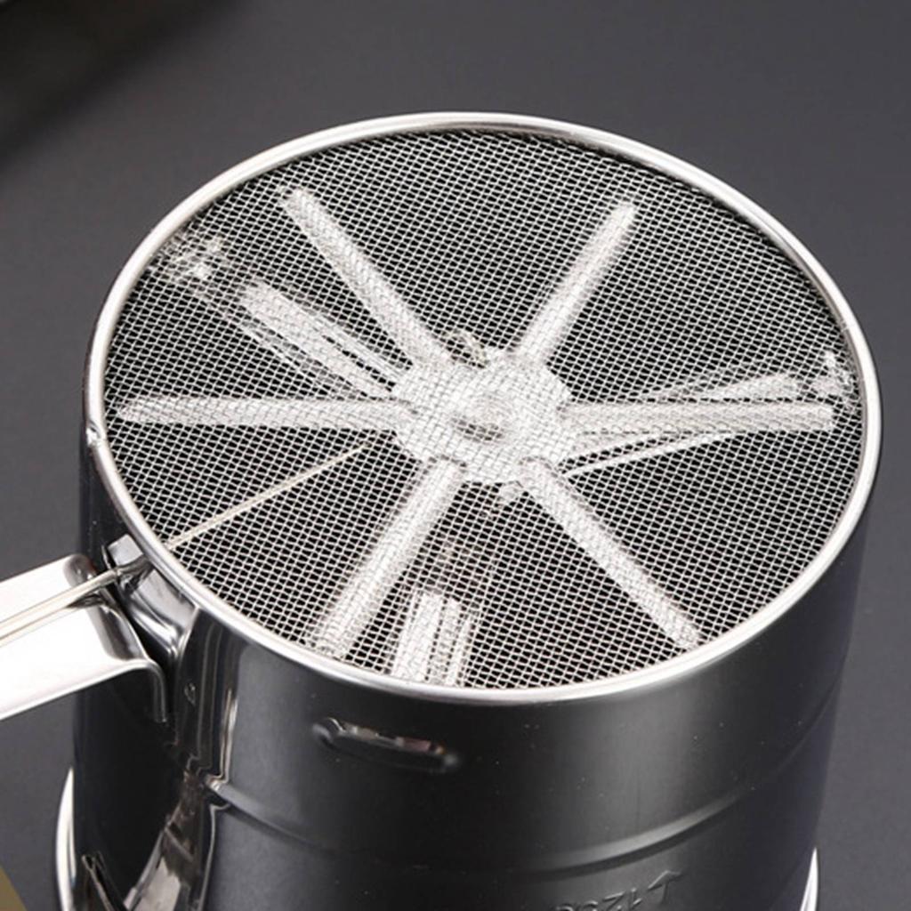 Flour Sifter Stainless Steel Fine Mesh Hand Press Flour Sifter Cup for Baking Flour Powder Sugar