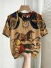 Damen Floral Print Kurzarm Lockerer Pullover für Frühling und Herbst