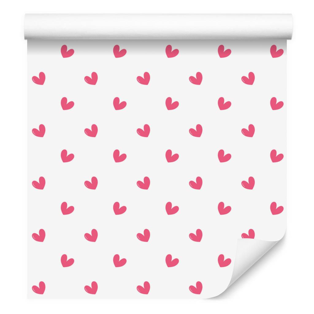 Hearts Wallpaper White and Powder Pink 50x1000