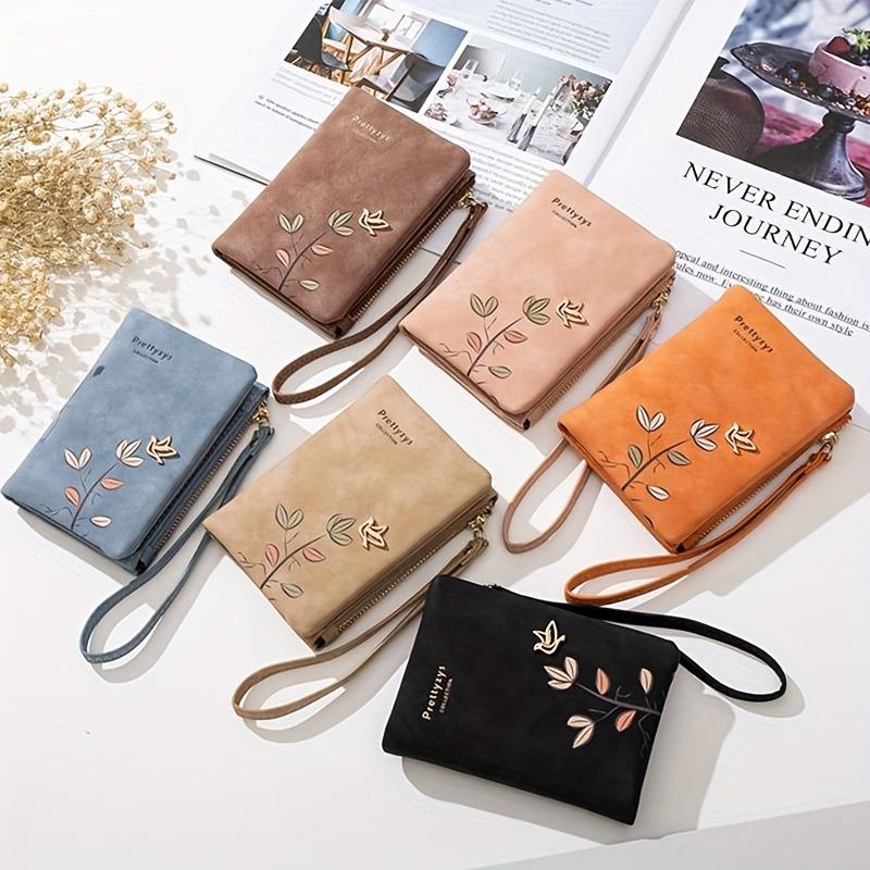 Billetera Corta Estampada Simple Monedero Casual con Pulsera Bolso de Mano Combinable Moderno Unisex para Uso Diario