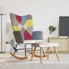 Vidaxl Fotel Bujany Z Podnóżkiem, Patchwork, Obity Tkaniną
