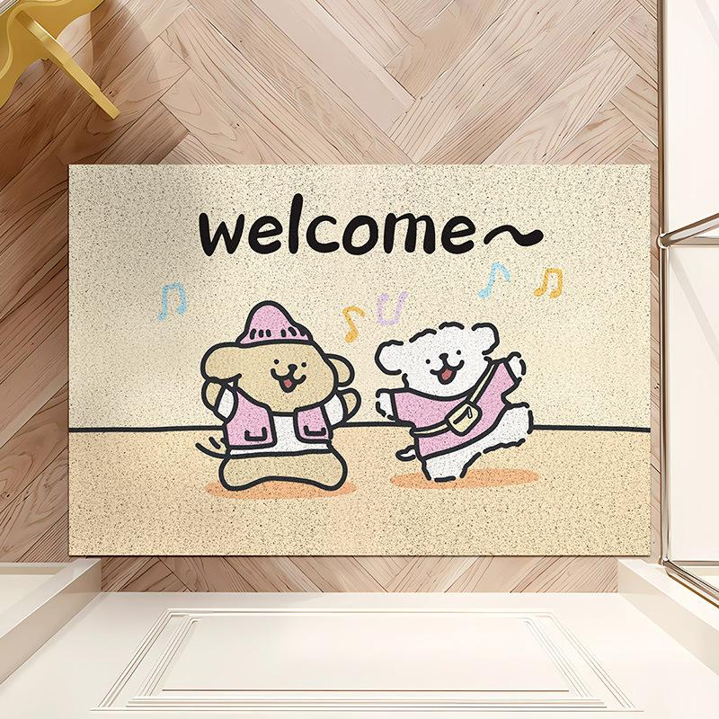Cartoon Dog Diatom Mud Floor Mat Welcome Carpet for Living Room Entryway Non-Slip Bathroom Shower Area Footpad Kitchen Decor Rug