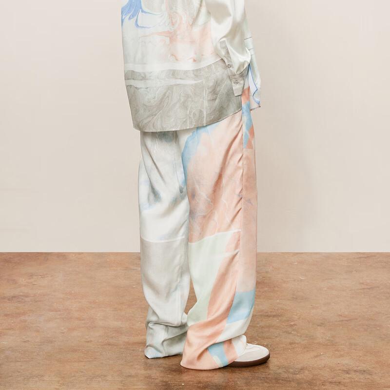 LESS 2024 Fall Mulberry Silk Loose Straight Leg Pants