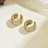 Fashion Luxury Zircon Gold&silver Color Clip Earrings for Women 18K Gold Plated Double Layer Wide Ear Cuff Waterproof Jewelry