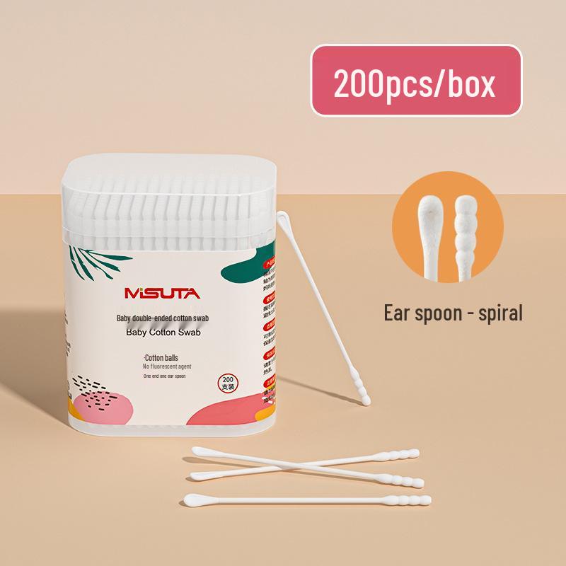 Wattestäbchen für Babys, Doppelkopf, dünner Schaft, 400 Stück zur Reinigung von Ohren und Nase von Neugeborenen