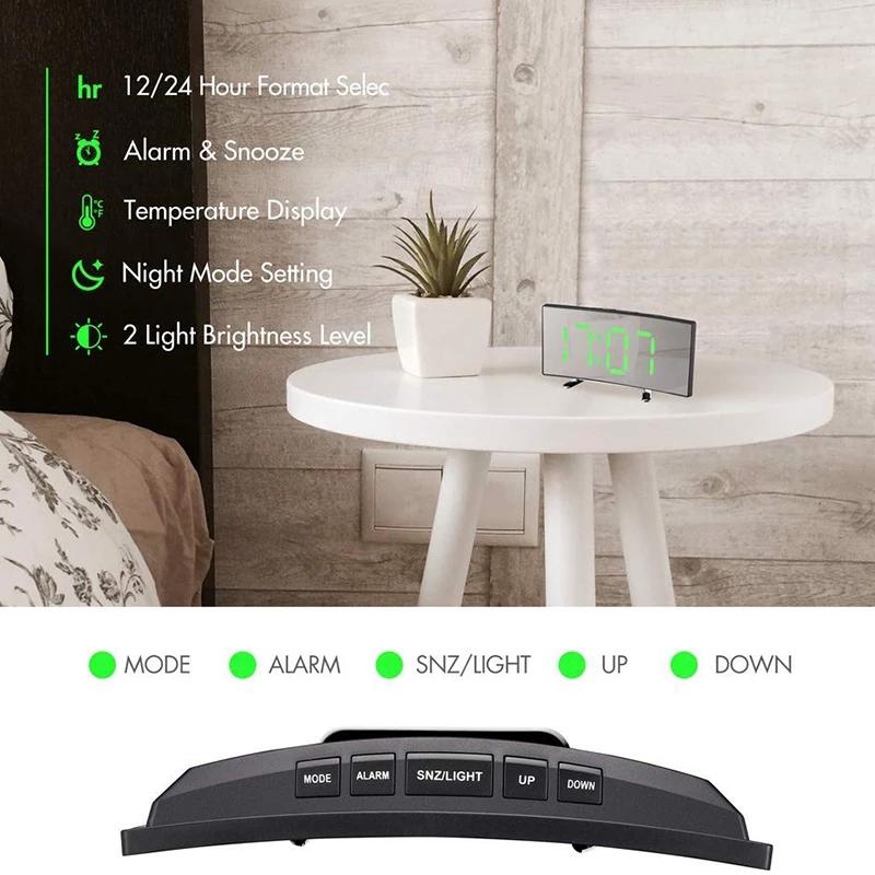 Digital Alarm Clock Curved Dimmable Led Sn Digital Clock For Kids Bedroom