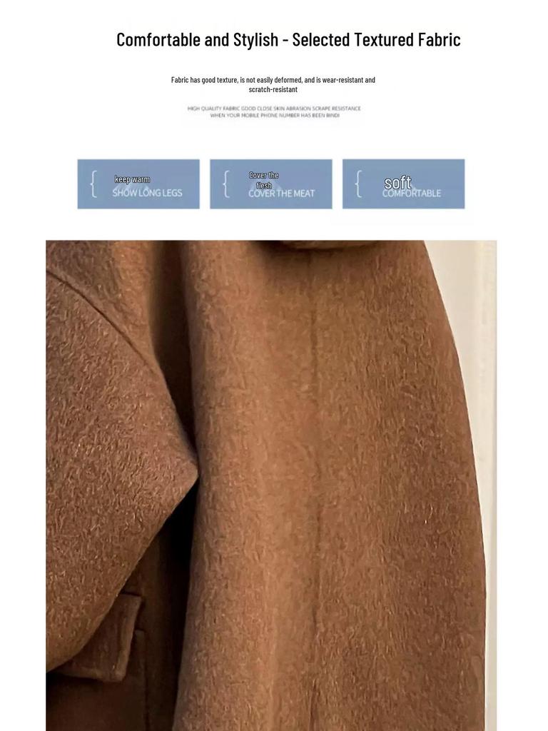 Korean Style Girls' Double-Sided Cashmere Coat - Medium & Large Children's Mid-Length Outerwear for Autumn & Winter