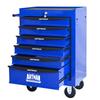 Mobile metal tool cabinet with 6 drawers, 508 mm (20 inch), ball-bearing drawer slides, organizing steel tool box – black-blue