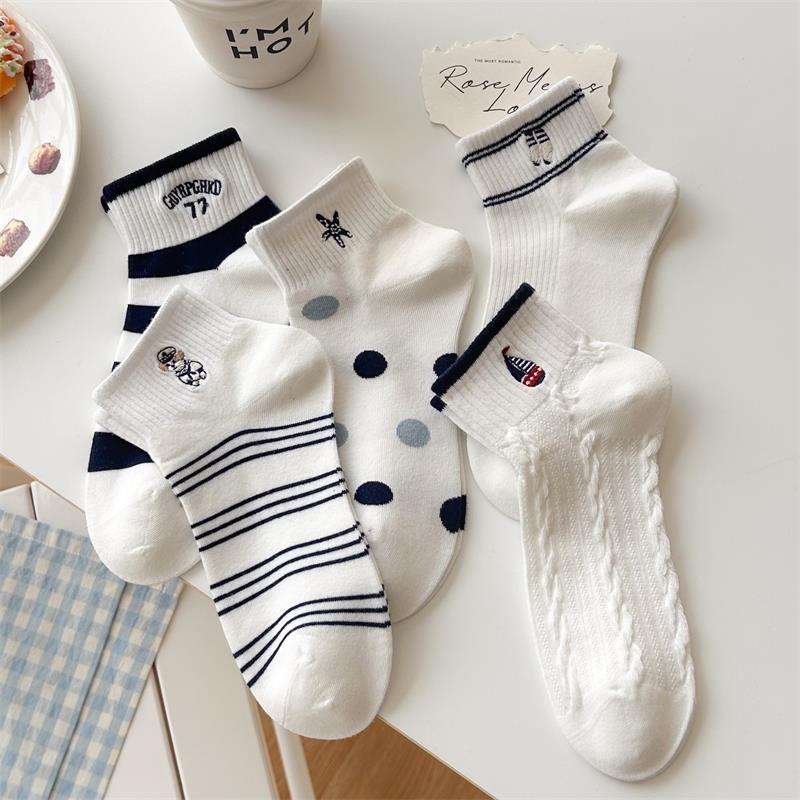 2 Pairs of Embroidered Cartoon Pattern Short Socks, Short-tube Cotton Socks, Breathable and Cute, Suitable for Spring and Summer, Children's Socks