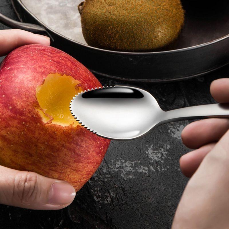 

Stainless Steel Spoons Grapefruit Scraper Spoon Fruit Puree Long Handle Multi-functional Baby Prepar top sale срібний