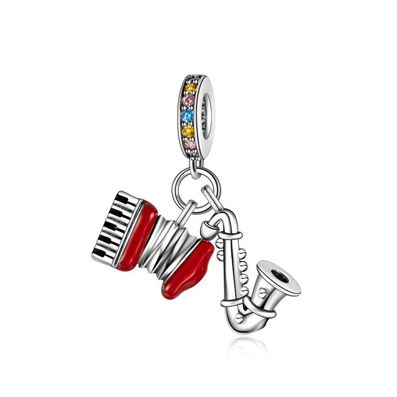 New Copper Sport Bicycle Car Guitar Violin Earphone Talisman Charm Fit For Original Bracelet Diy Women'S Boutique Jewelry