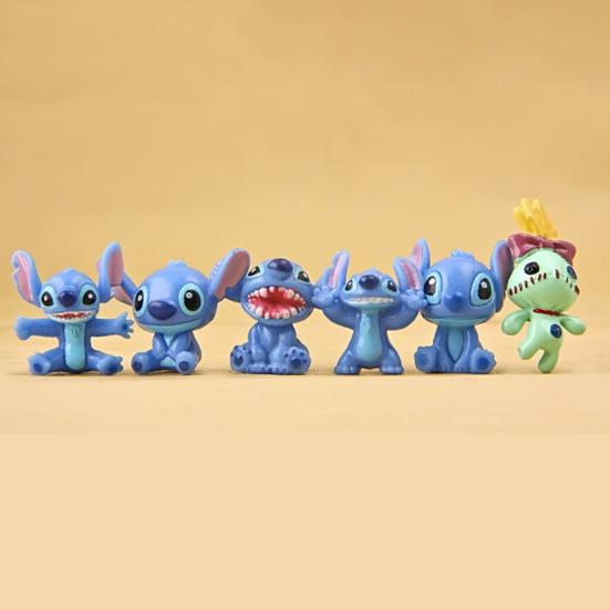 12Pcs Anime Cartoon Figure Cute Stitch Model Toys Car Ornaments Home Decoration
