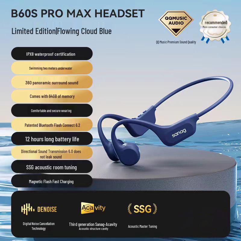 Sanag A30S Bone Conduction Waterproof Bluetooth Headphones for Sports