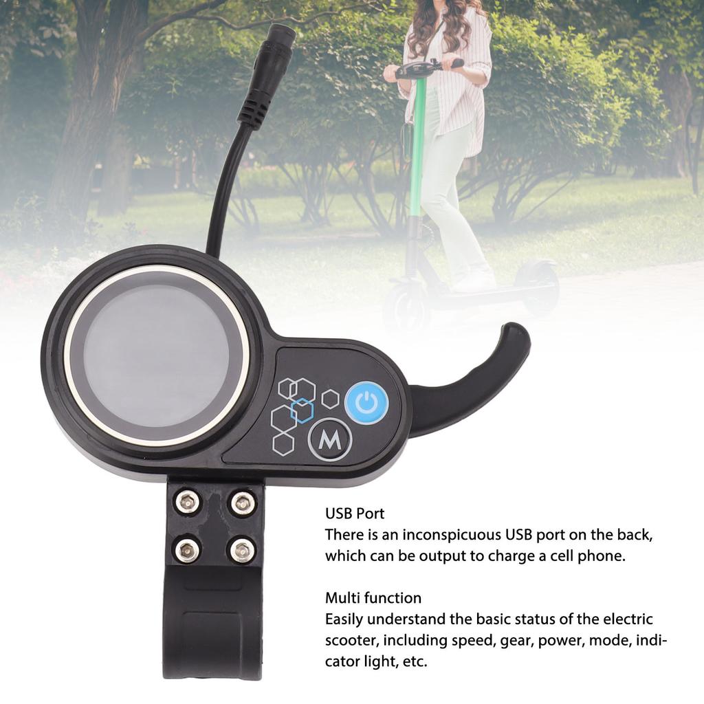 Elektroroller Display Panel Wasserdicht 6-Pin Stecker Elektrofahrrad LCD Display Panel mit USB-Anschluss