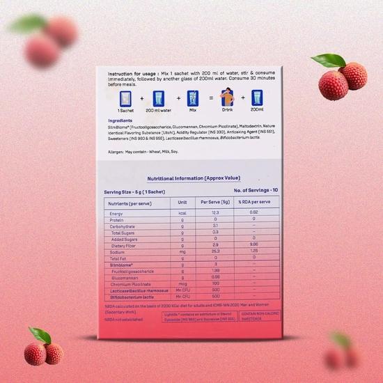 Dr. Morepen LightLife Pre-Meal Nutrition Mix | Controls Appetite & Reduces Cravings | For Men & Women | 30 Sachets | Flavor-Litchi