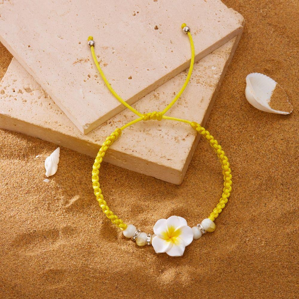 Beads Flower Bracelet Boho Egg Flower Bangle Polymer Clay Braid Rope Bracelet  Jewelry Gifts