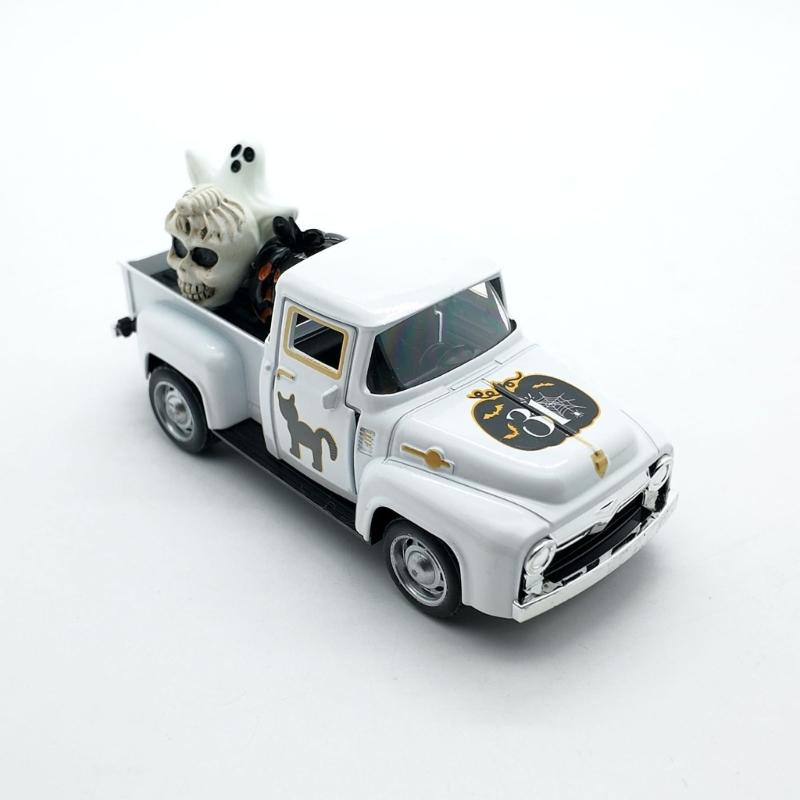 Antique Miniature Haunted Ghostly Truck Ornament Metal Shelf Decors Farmhouses Kitchen Accent For Halloween Enthusiasts