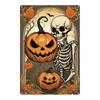 Rustic Pumpkin Skeleton Metal Wall Art Vintage Halloween Decor