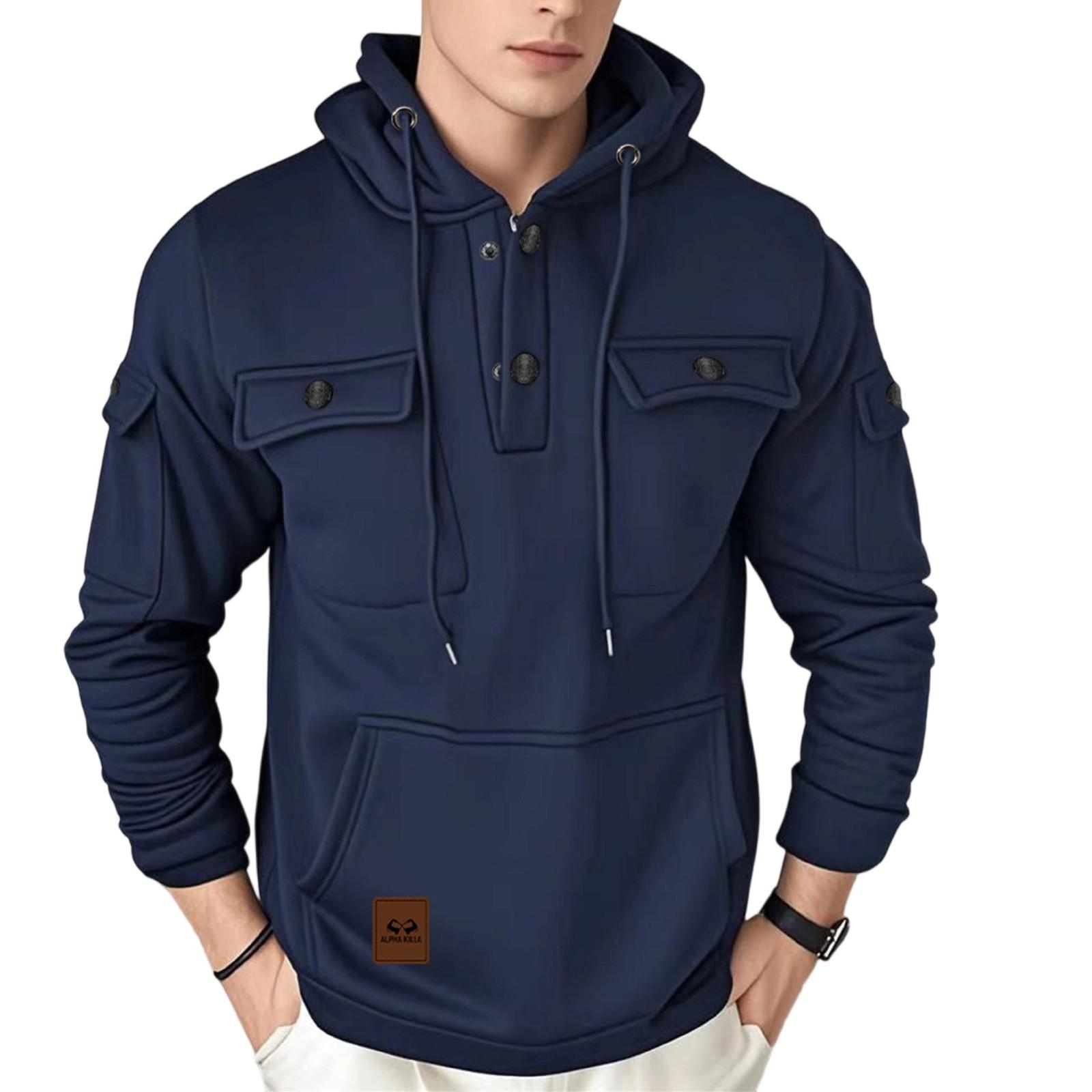 

Спортивний костюм з капюшоном Унісекс Одяг для бігу Пуловер з довгим рукавом Толстовка Світшот XXL Темно-синій