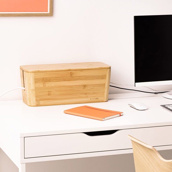 Organisateur de câbles - kw-commerce - 58225.24 - bambou - 39,4 x 16 x 16 cm - marron